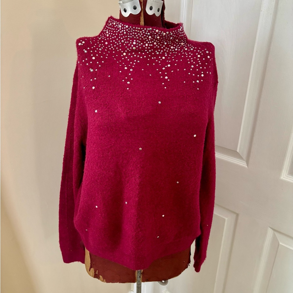 Juicy Couture Gorgeous Cranberry Red  Sweater with Sparkle Accents